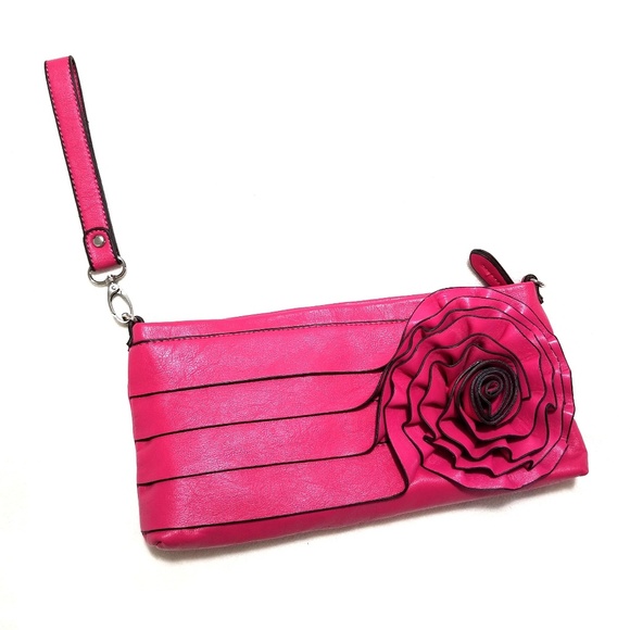 Pink Leather Flower 4 in 1 Purse - Picture 4 of 8